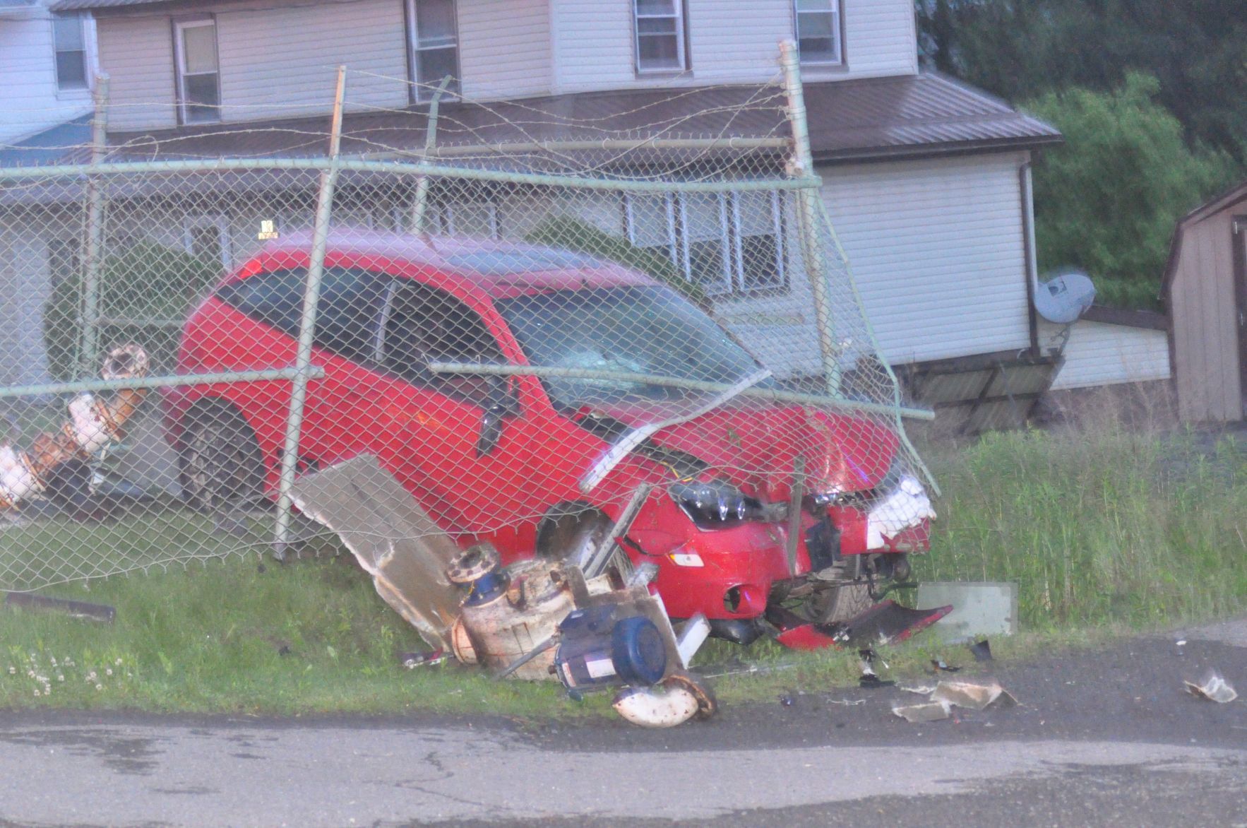 Vehicle crashes into sewage pump station in Towanda